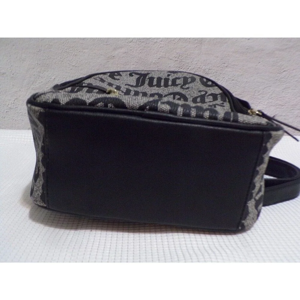 Juicy Couture Backpack Purse Black Gray Logo Bag Chain w/Heart AOP Y2K Style